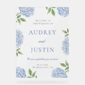 Wedding Welcome Sign, Classic Blue Hydrangea (Recto)