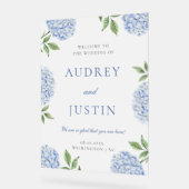 Wedding Welcome Sign, Classic Blue Hydrangea (Angle)