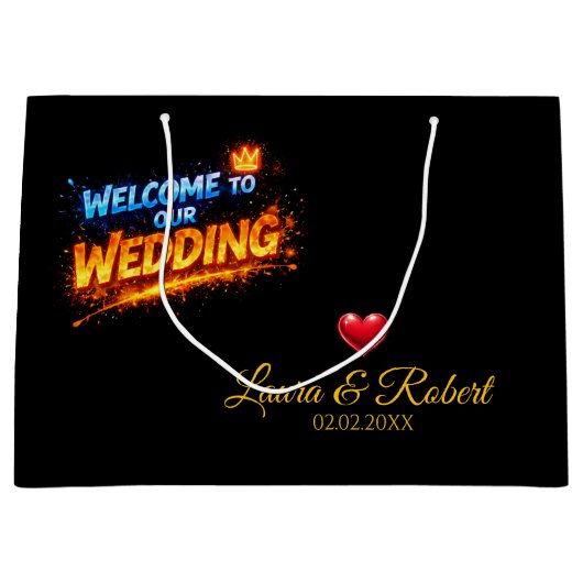 Wedding Welcome Sign – Personalized Names & Date Groot Cadeauzakje (Voorkant)