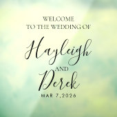 Wedding Welcome with Names and Date Raamsticker (Vel 3)