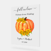 Wedding Welkom Herfst Sinaasappel Pompoen Acryl Bord (Hoek)