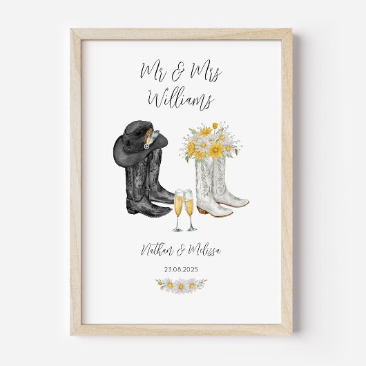 Wedding Western Boots Poster