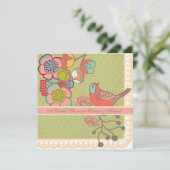 Wedding Whimsy Birds Couple's Shower Invitation Kaart (Staand voorkant)