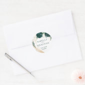 Wedding White Emerald Green Rose Floral Ronde Sticker (Envelop)
