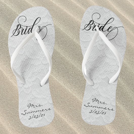 Wedding White Lace Persoonlijke bride Teenslippers