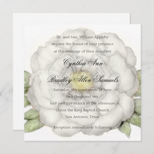 Wedding White Peony Kaart (Voorkant / Achterkant)