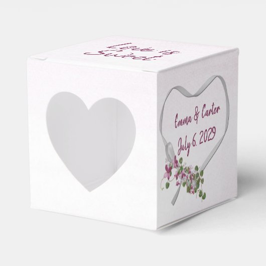 Wedding White Ribbon Heart Bedankdoosjes (Voorkant Zijde)