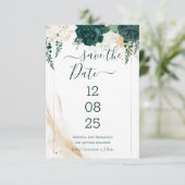 Wedding White Save the Date Emerald Green (Staand voorkant)
