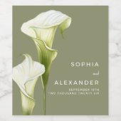 Wedding  Wine Label "Delicate Calla Lilies" Wijn Etiket (Enkel label)