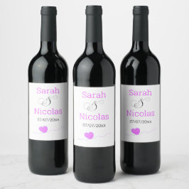 Wedding wine label personalized minimalist  wijn etiket