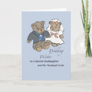Wedding Wishes for Goddochter met Teddy Bears Kaart