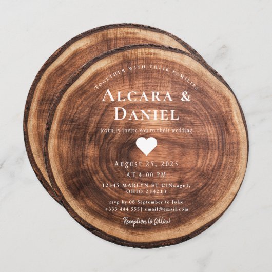 Wedding Wood Cut Unique Custom Invitation (Devant / Derrière)