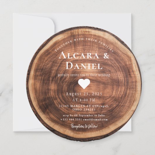 Wedding Wood Cut Unique Custom Invitation (Devant)