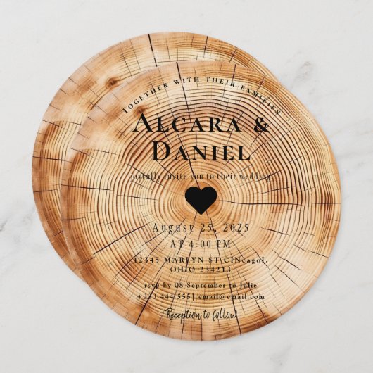 Wedding Wood Cut Unique Custom Invitation (Devant / Derrière)