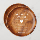 Wedding Wood Cut Unique Custom Invitation Kaart (Voorkant / Achterkant)