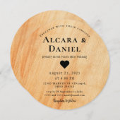 Wedding Wood Cut Unique Custom Invitation Kaart (Voorkant / Achterkant)