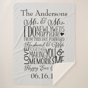 Wedding Word Art Collage Sherpa Deken