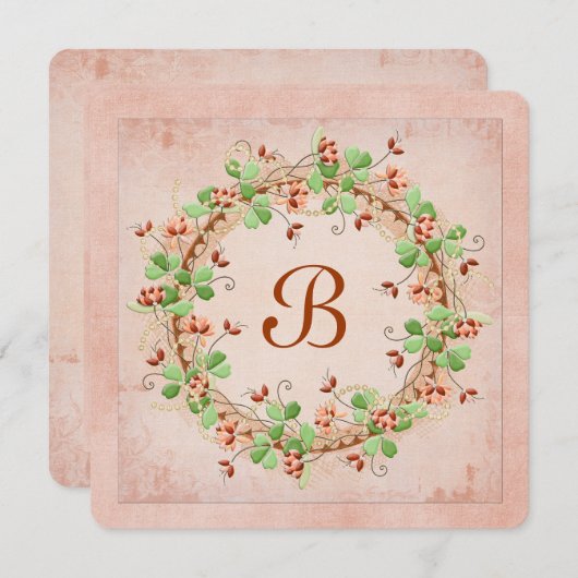 Wedding Wreath met Monogram Kaart (Voorkant / Achterkant)