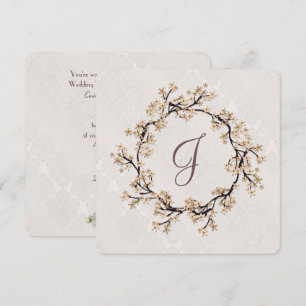 Wedding Wreath op Damask Vow Renewal Kaart