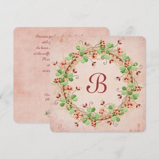 Wedding Wreath Vow Renewal Kaart (Voorkant / Achterkant)