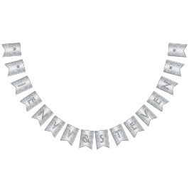 ☆WEDDING☆ Zilveren Glitter Look Vlaggetjes