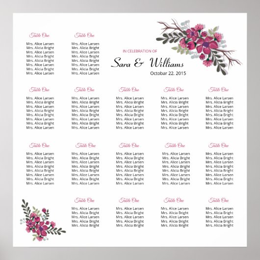 Wedding Zitting Chart Sjabloon Poster (Voorkant)