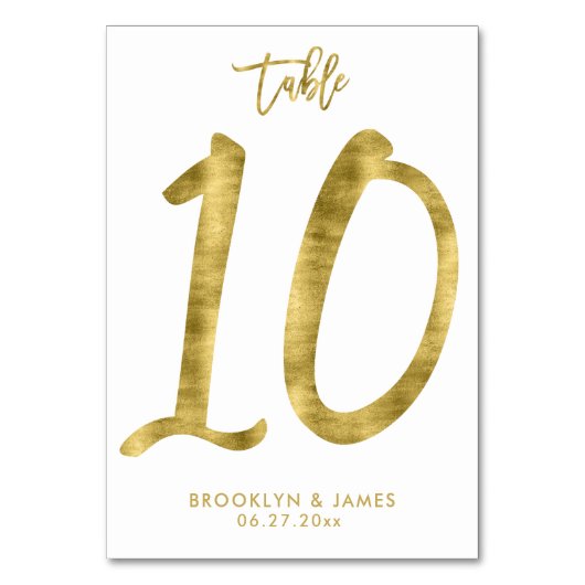 Weddingstabel Gold Foil-effect nummer 10 Kaart (Achterkant)