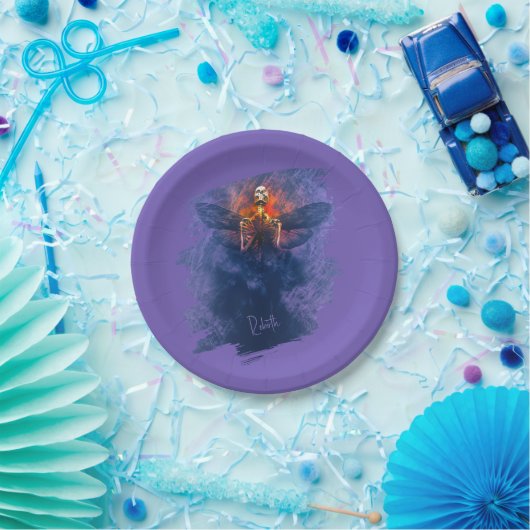 Wedergeboorte. Skelet met opstijgende vleugels Papieren Bordje (Feest)