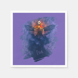 Wedergeboorte. Skelet met opstijgende vleugels Servet