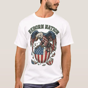 Wedergeboren Natie Amerikaanse Adelaar Amerikaanse T-shirt