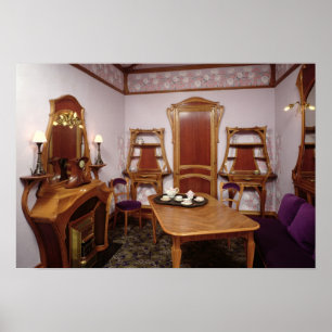 Wederopbouw van een salon van de Cafe de Paris Poster