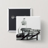 Wederopbouw van Hargreaves's 'Spinning Jenny' Vierkante Button 5,1 Cm (Voorkant /achterkant)