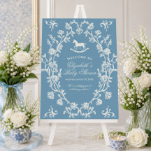 Wedgewood Blauwe Schommelende Paard Baby Shower We