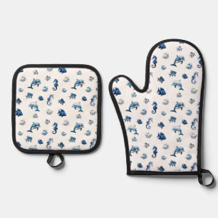 Wedgewood Blue Ocean Creatures! Ovenwant & Pannenlap Set