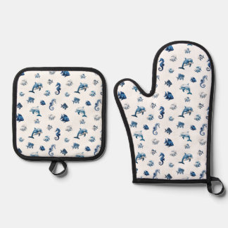 Wedgewood Blue Ocean Creatures! Ovenwant & Pannenlap Set