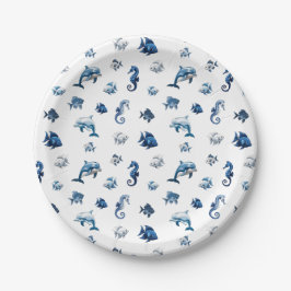 Wedgewood Blue Ocean Creatures! Papieren Bordje