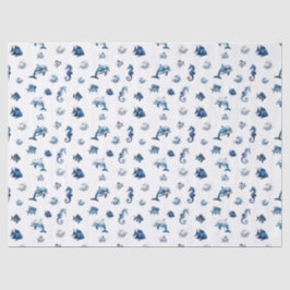 Wedgewood Blue Ocean Creatures! Tissuepapier