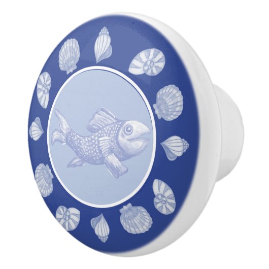 Wedgewood Vis en schelpen Keramische Knop (Rechts)