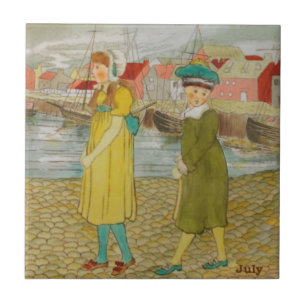 Wedgwood Juli Handkleur c1885 Repro Tegeltje