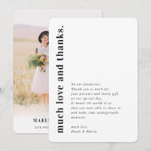 WEDING BEDANKT foto eenvoudig modern Kaart (Voorkant / Achterkant)