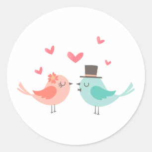 WEDING BIRDS RONDE STICKER