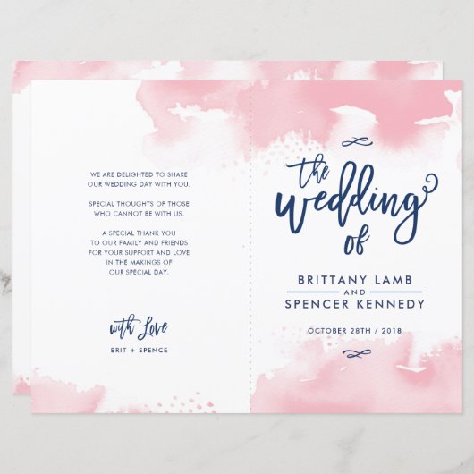 WEDING CEREMONY waterverf met handschrift roze (Voorkant / Achterkant)