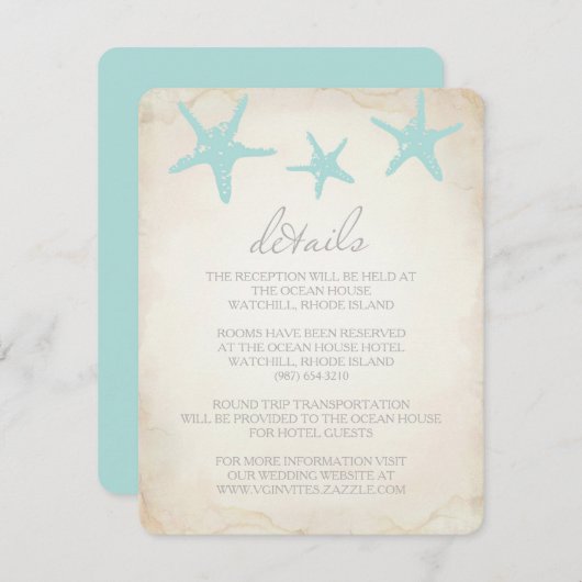 WEDING-DETAILS-insteekkaart - Beach Starfish Informatiekaartje (Voorkant / Achterkant)