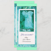 WEDING LOVE PEACOCK MONOGRAM, blauw wit Kaart (Voorkant / Achterkant)