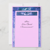 WEDING LOVE PEACOCK MONOGRAM, blauw wit roze Kaart (Achterkant)