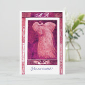 WEDING LOVE PEACOCK MONOGRAM, roze rood wit Kaart (Staand voorkant)