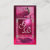 WEDING LOVE PEACOCK MONOGRAM roze roze ruby Visitekaartje (Achterkant)