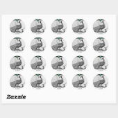 WEDING LOVE PEACOCK witte zwarte aquamarine Ronde Sticker (Vel)
