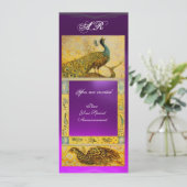 WEDING LOVE PEACOCKS MONOGRAM bruin paars geel Kaart (Staand voorkant)