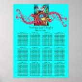WEDING LOVE PEACOCKS Red Swirl Blue Seing Chart Poster (Voorkant)